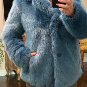 Ladies Blue Michael Kors Faux Fur Jacket